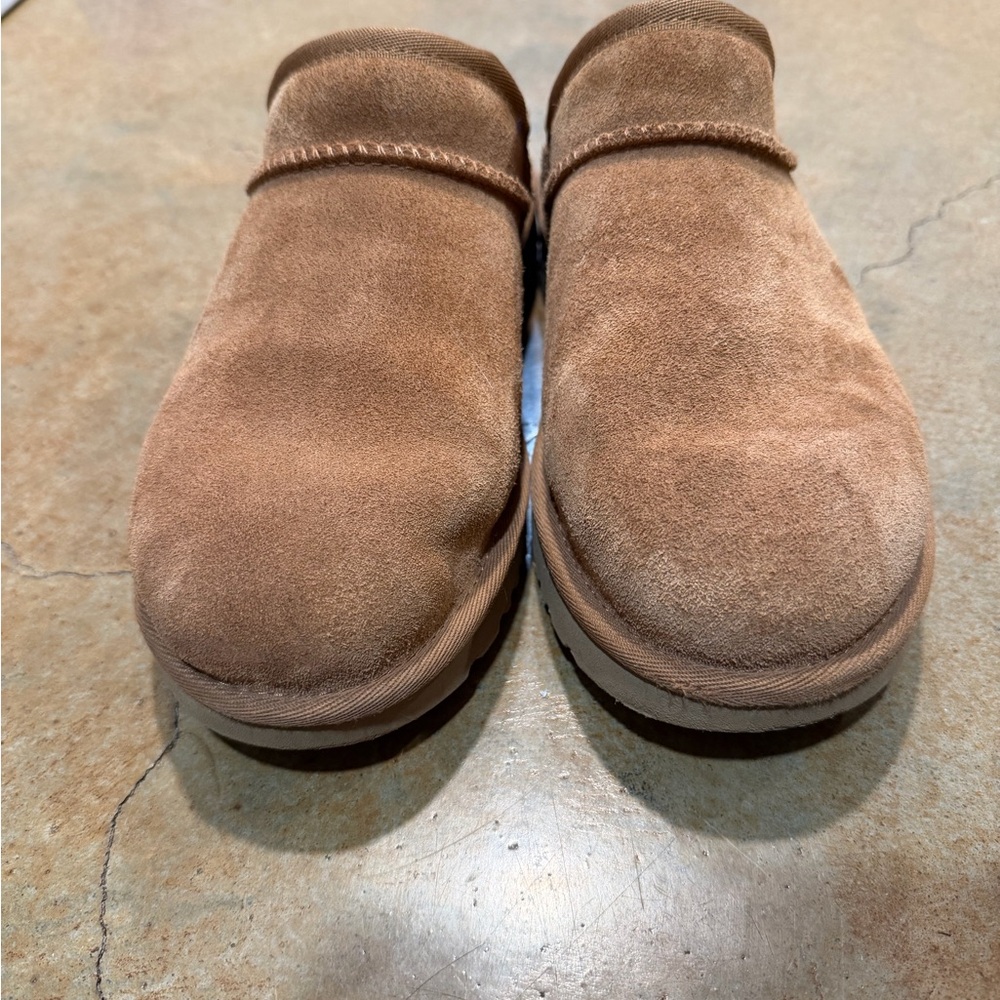 Cozy Tan Suede Slip-On Clogs - Picture 2 of 4